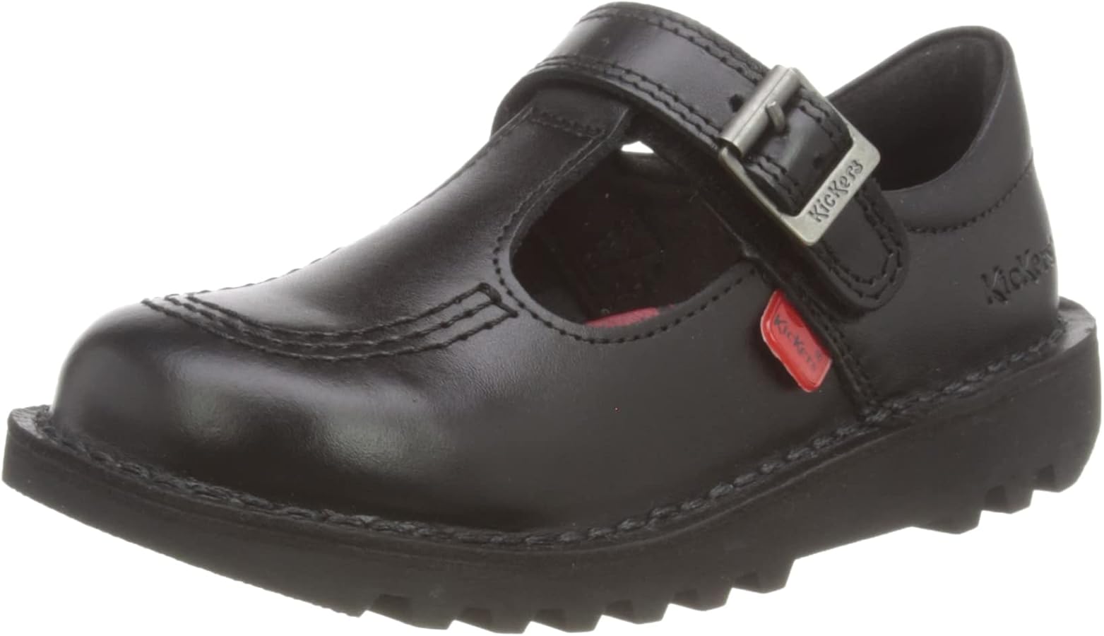 Kickers Kick T Vel I Black Leather School Shoes