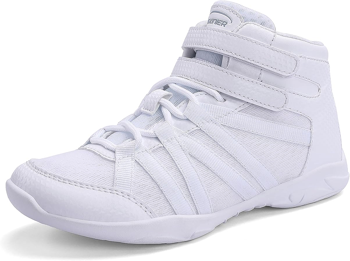 Girls White High Top Cheerleading Shoes Lightweight Youth Cheer Competition Sneakers Training Dance Tennis Shoes