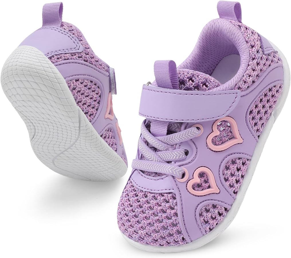 JIASUQI Toddler Shoes for Baby Girls Sneakers Barefoot Walking Shoes Running Tennis Shoes