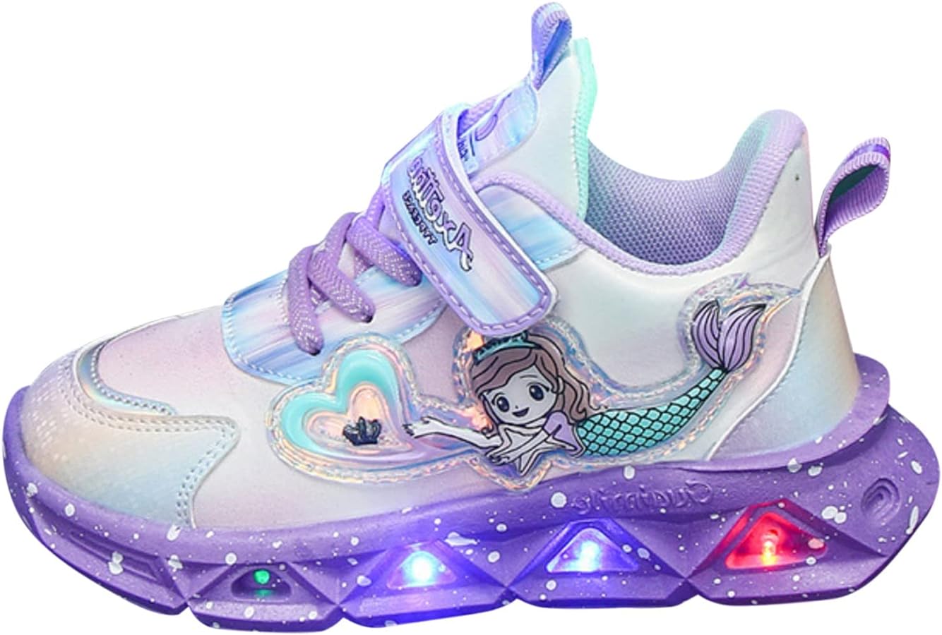 Girls’ Princess Shoes Slip On Light-Up Sneakers Mermai