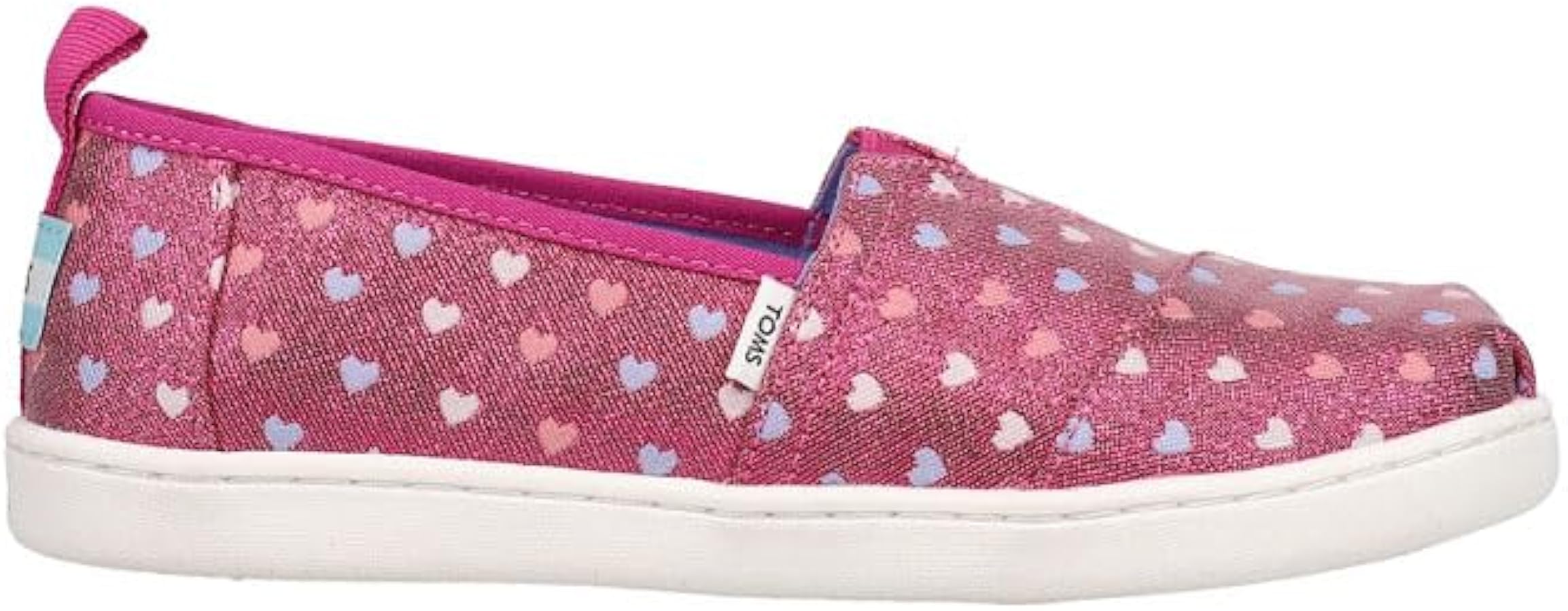 TOMS Girls Alpargata Loafer Flat, Dark Fuchsia Glimmer Hearts, US12 Youth