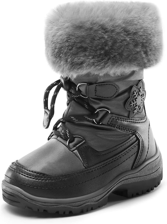 DREAM PAIRS Boys Girls Toddler Snow Boots Slip Resistant Faux Fur Lined Mid Calf Little Kids Winter Shoes