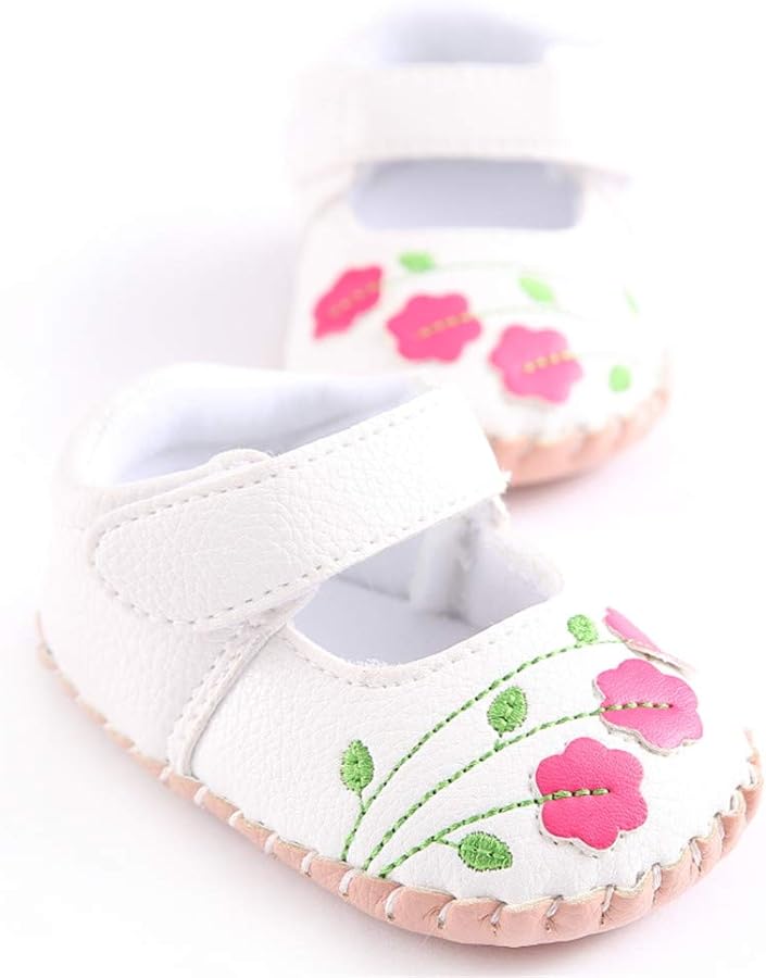 Meckior Infant Baby Girls Boys Handmade Princess Flats Toddler First Walkers Soft PU Leather Non-Slip Crib Wedding Dress Shoes