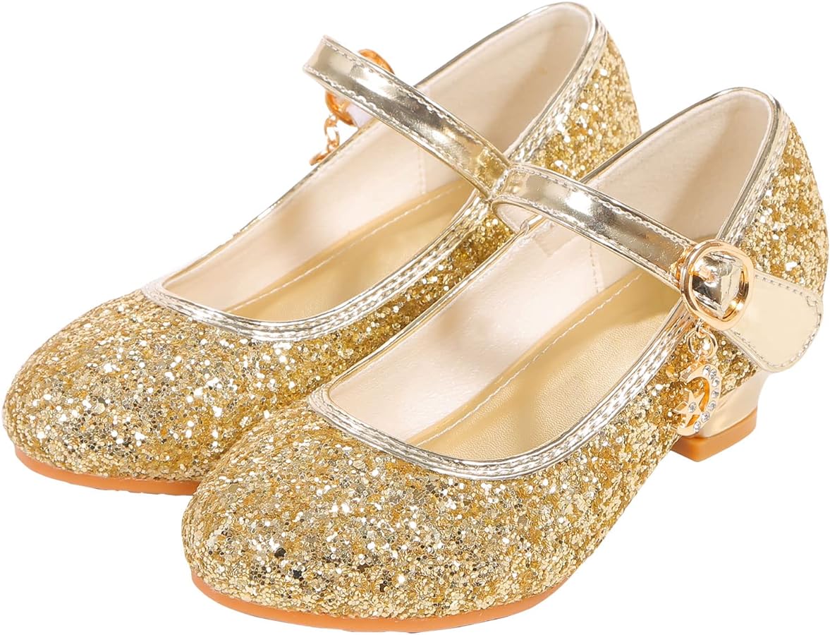 Girls Flats Sparkle Party Mary Jane Princess Dress Shoes