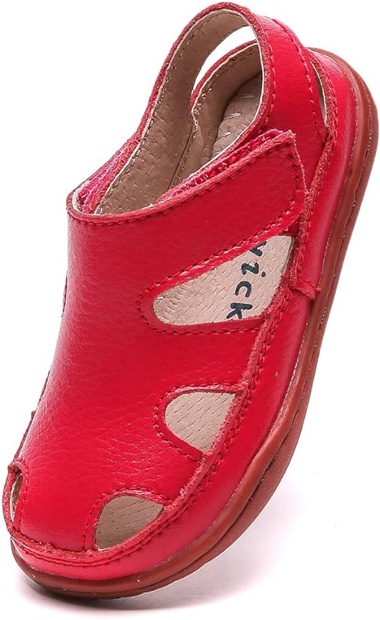 DADAWEN Boy's Girl's Leather Soft Closed Toe Outdoor Beach Summer Sport Sandals Water Shoes (Toddler/Little Kid/Big Kid)