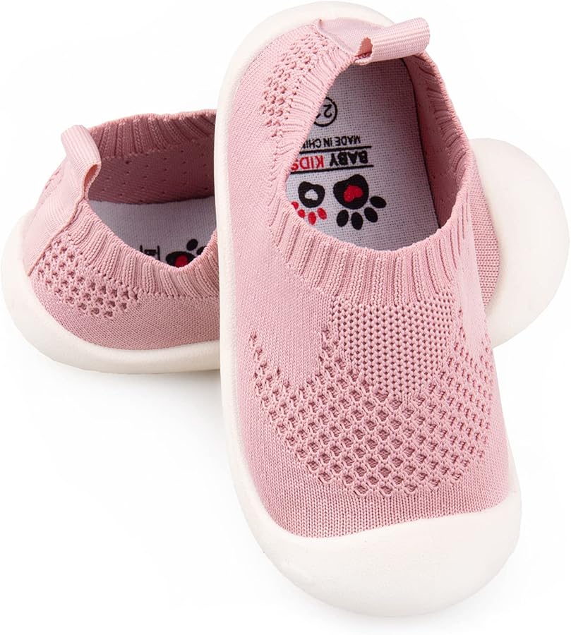 Baby First-Walking Shoes 1-4 Years Kid Shoes Trainers Toddler Infant Boys Girls Soft Sole Non Slip Cotton Canvas Mesh Breathable Lightweight TPR Material Slip-on Sneakers Outdoor