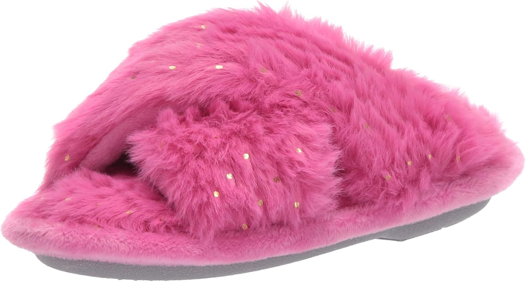 Dearfoams unisex-child Ava Furry Crossband Slide