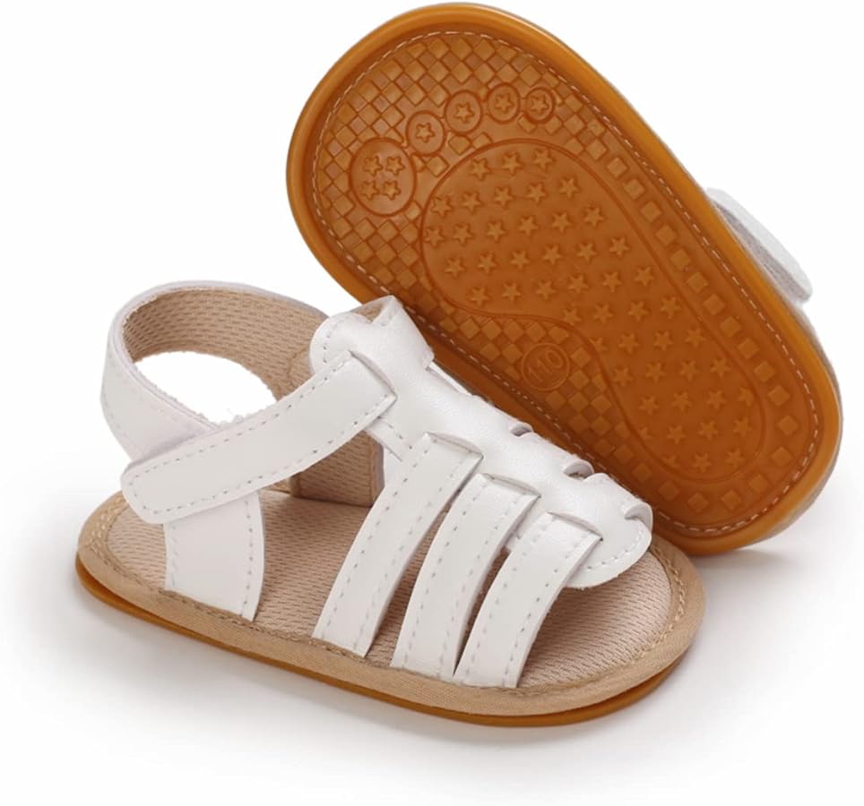 TIMATEGO Infant Baby Girls Sandals Non Slip Soft Sole T-Strap Flip Flops Toddler First Walker Crib Dress Shoes 3-18 Months